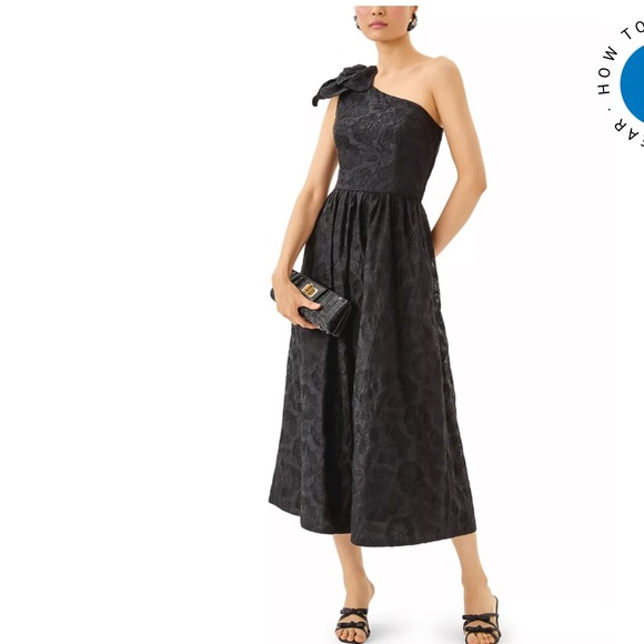 NWT Lilly Pulitzer Lynsi One-Shoulder Midi Dress black organza Evening / wedding - Picture 4 of 15